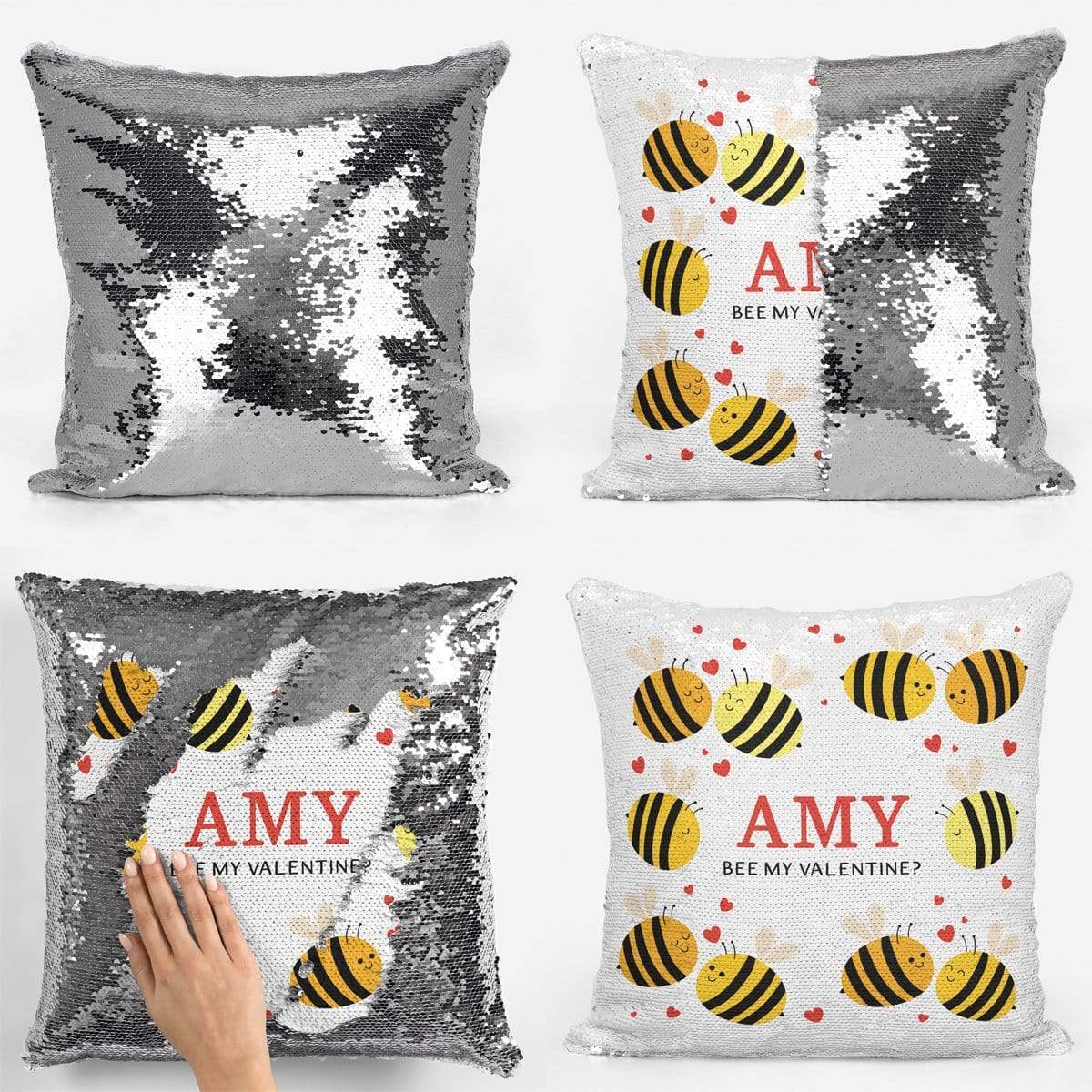 Bee My Valentine Sequin Magic Cushion